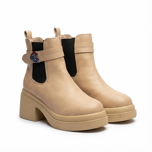 CHUNKY WOMEN’S LEATHER CHELSEA IN BEIGE COLOR
