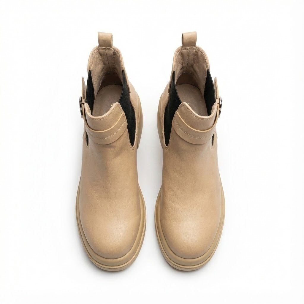 CHUNKY WOMEN’S LEATHER CHELSEA IN BEIGE COLOR