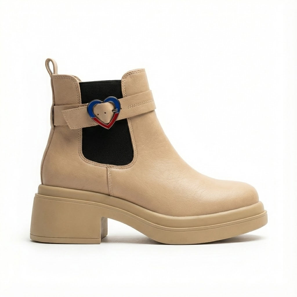CHUNKY WOMEN’S LEATHER CHELSEA IN BEIGE COLOR