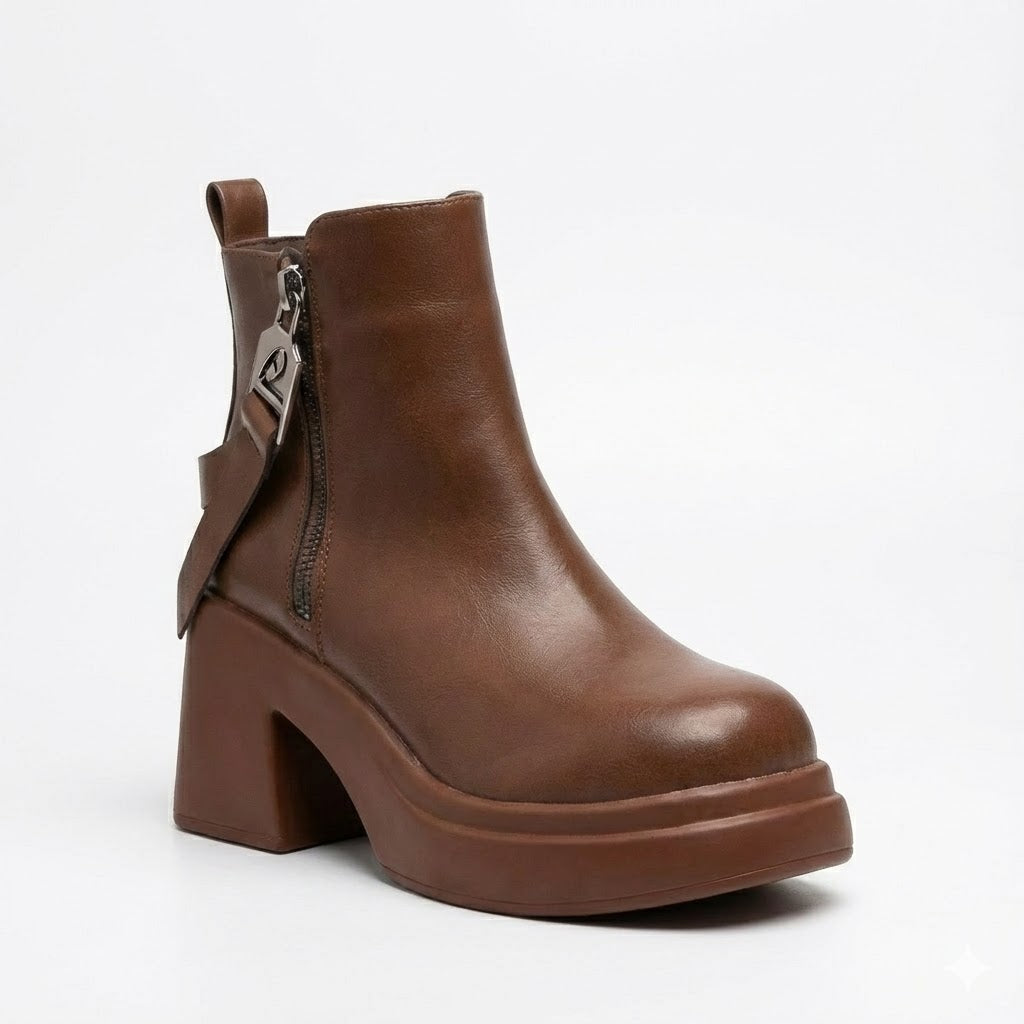 CHUNKY WOMEN’S LEATHER CHELSEA IN BROWN COLOR