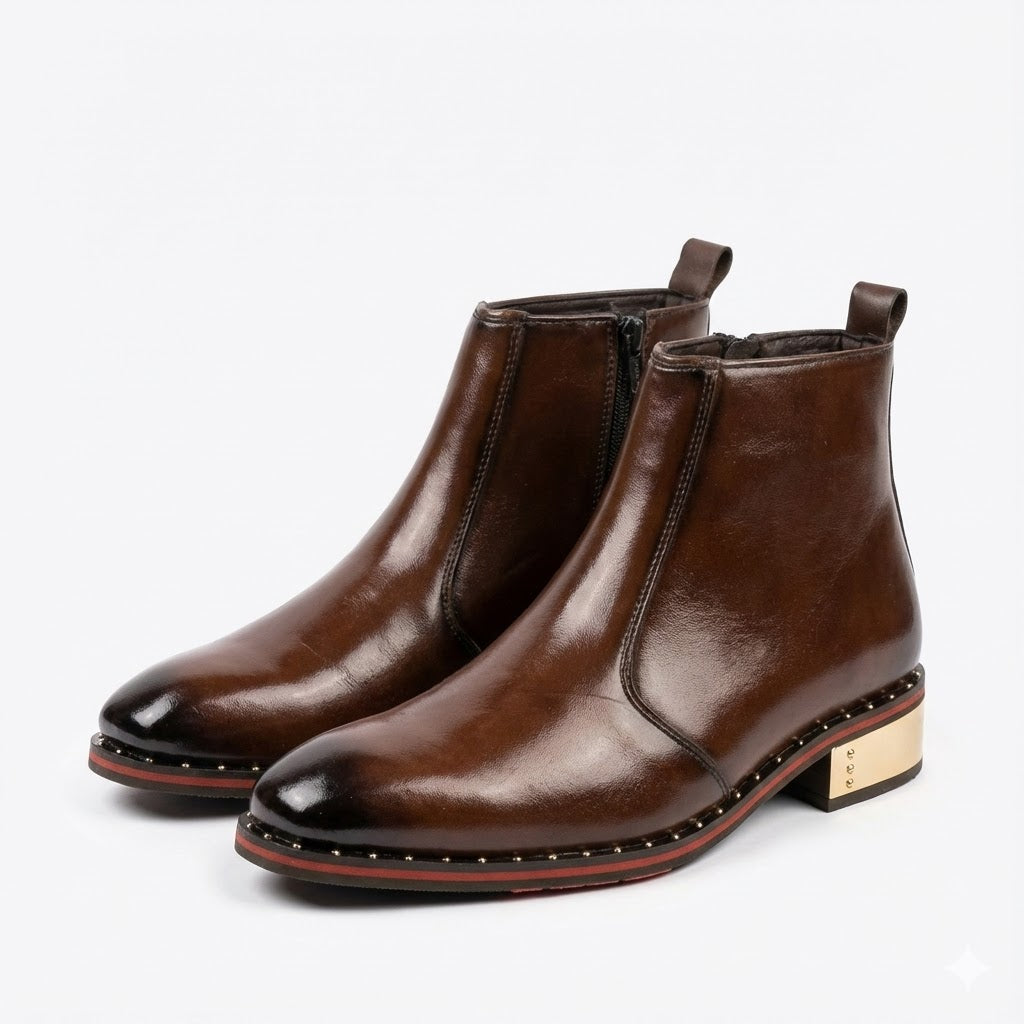 TAPPER NOSE CLASSY GOLDEN HEEL CHELSEA BOOTS