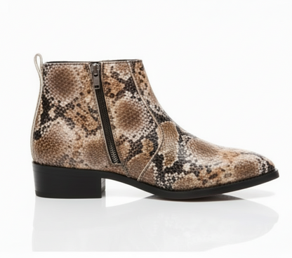 MERCY SNAKE PRINT CHELSEA BOOTS WITH ZIP