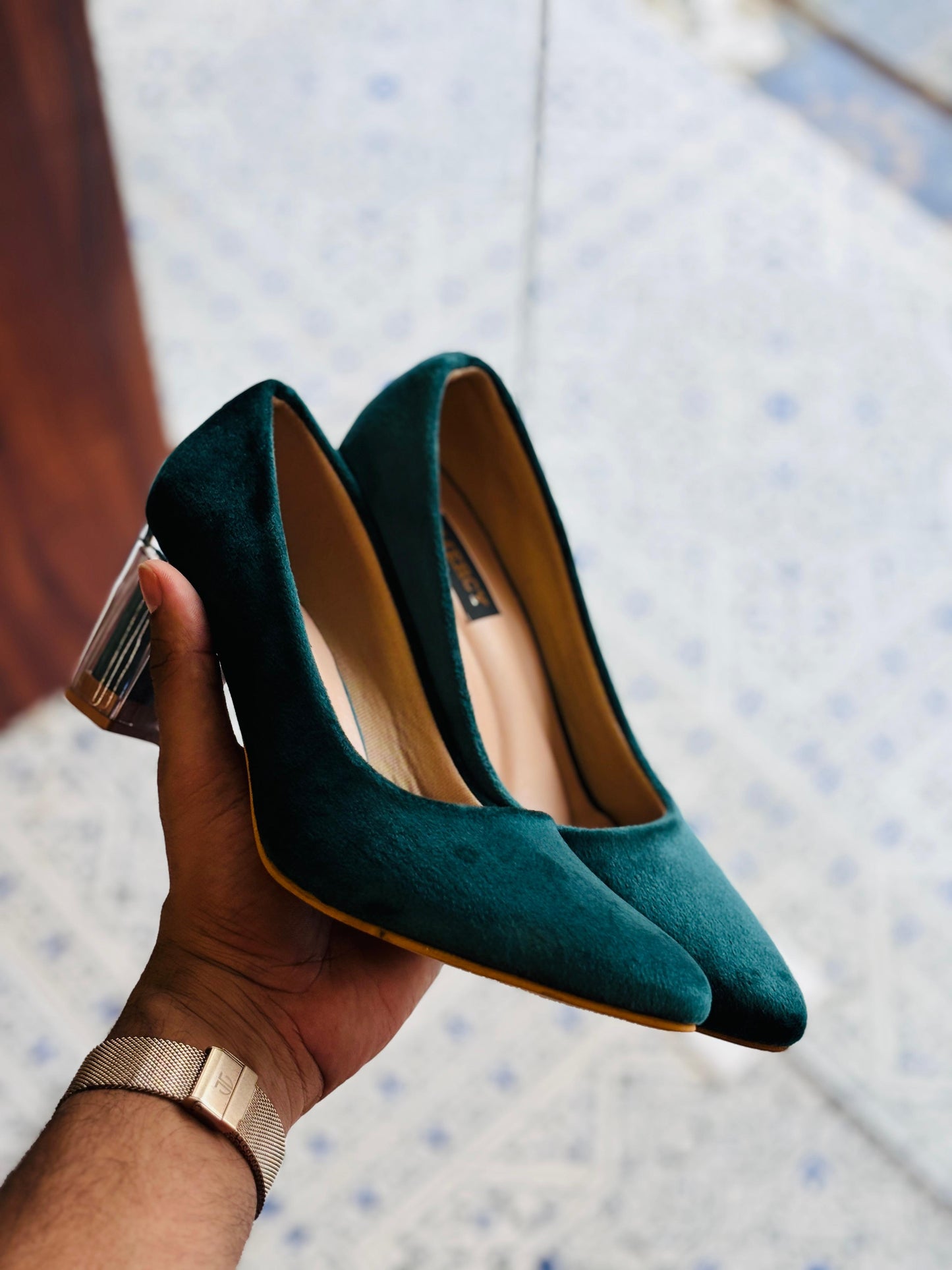 MERCY VELVET BLOCK HEEL