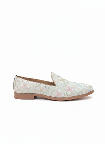 MEN’S PASTEL EMBROIDERED SLIP-ON LOAFERS – ELEGANT FESTIVE & CASUAL FOOTWEAR