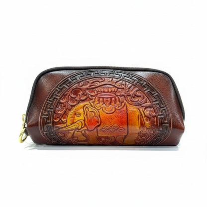 WOMEN’S BROWN EMBOSSED ZIPPER WALLET