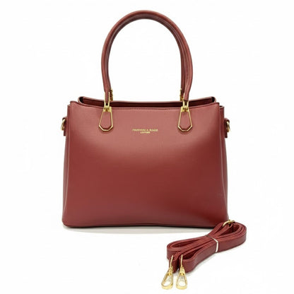 WOMEN’S MAROON FORMAL TOTE HANDBAG WITH SLING STRAP