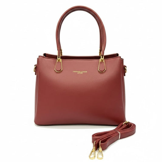 WOMEN’S MAROON FORMAL TOTE HANDBAG WITH SLING STRAP