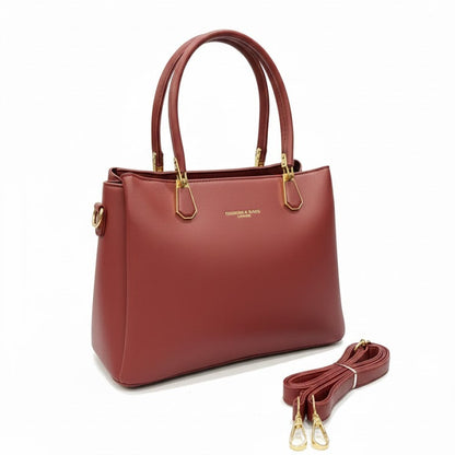 WOMEN’S MAROON FORMAL TOTE HANDBAG WITH SLING STRAP