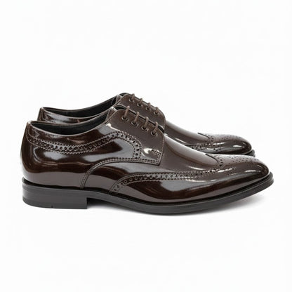 MEN’S BROWN GLOSSY FORMAL LACE-UP SHOES