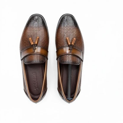 MEN’S BROWN TEXTURED TASSEL LOAFERS