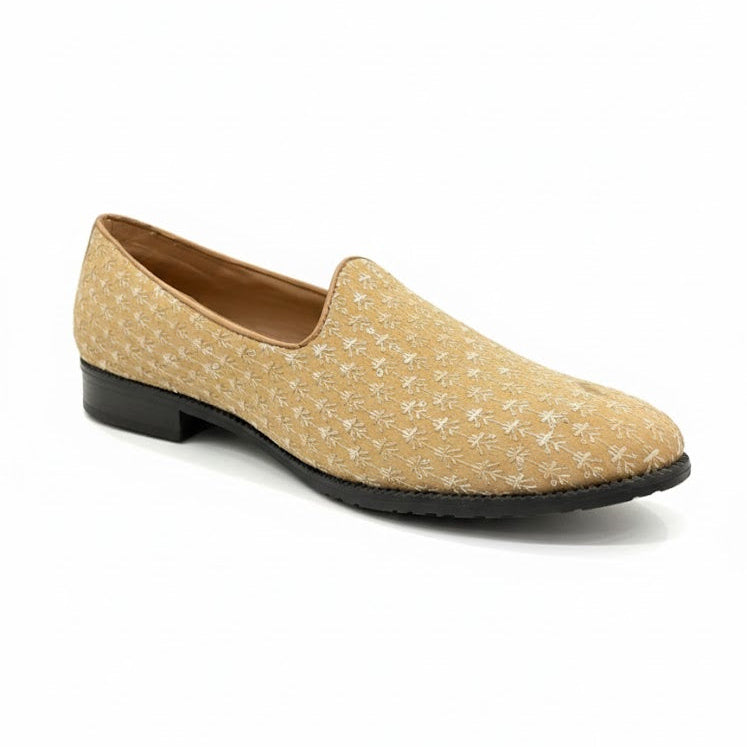 MEN’S GOLDEN EMBROIDERED FORMAL SLIP-ON SHOES