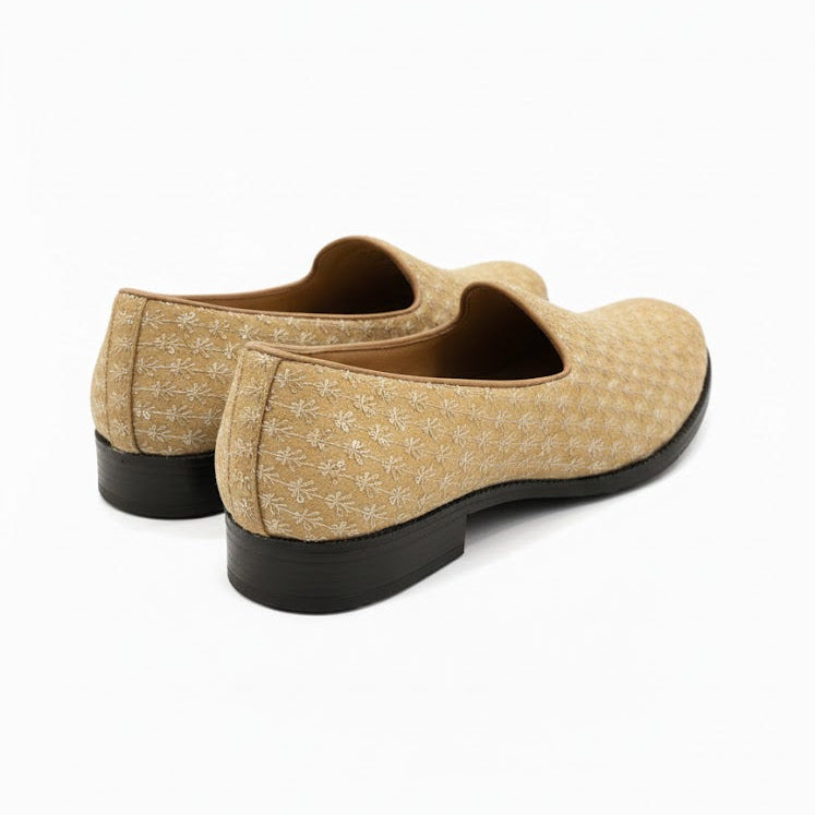 MEN’S GOLDEN EMBROIDERED FORMAL SLIP-ON SHOES