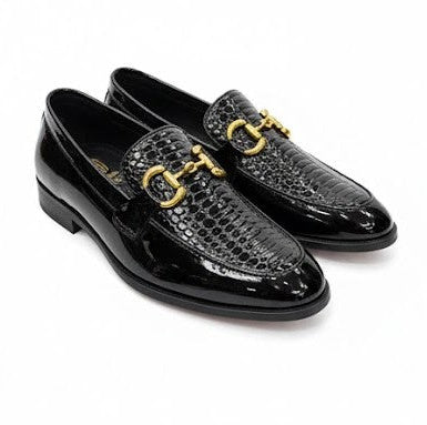MEN’S BLACK PATENT LEATHER BIT LOAFERS