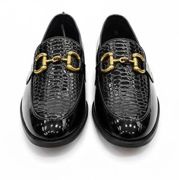 MEN’S BLACK PATENT LEATHER BIT LOAFERS