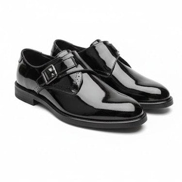 MEN’S BLACK PATENT LEATHER MONK STRAP SHOES