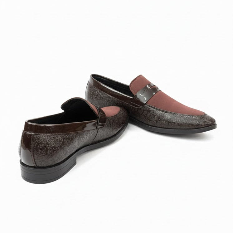MEN’S BROWN & MAROON FORMAL SLIP-ON SHOES