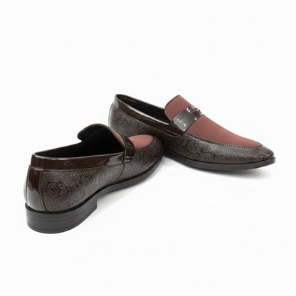 MEN’S BROWN & MAROON FORMAL SLIP-ON SHOES