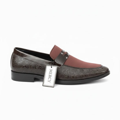 MEN’S BROWN & MAROON FORMAL SLIP-ON SHOES