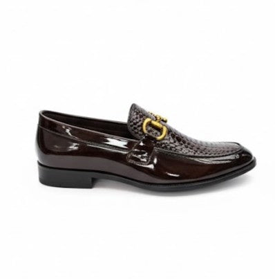 MEN’S DARK BROWN TEXTURED BIT LOAFERS