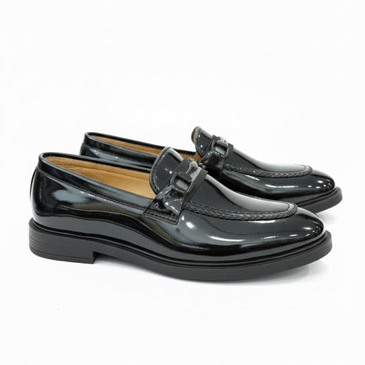 MEN’S BLACK GLOSSY FORMAL LOAFER SHOES