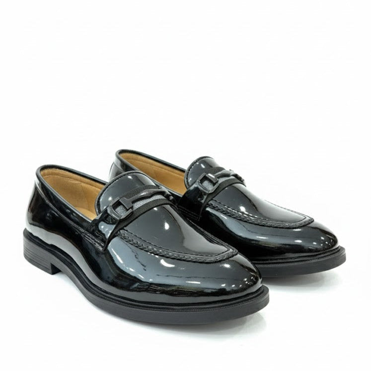 MEN’S BLACK GLOSSY FORMAL LOAFER SHOES