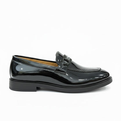 MEN’S BLACK GLOSSY FORMAL LOAFER SHOES