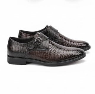 MEN’S BROWN TEXTURED MONK STRAP SHOES