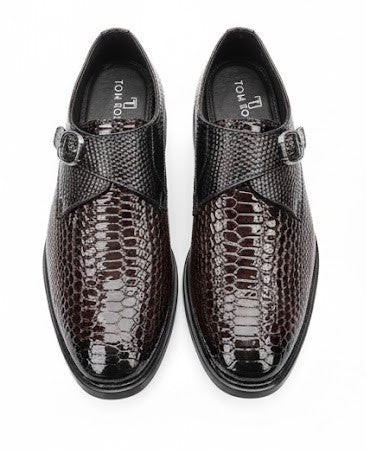 MEN’S BROWN TEXTURED MONK STRAP SHOES