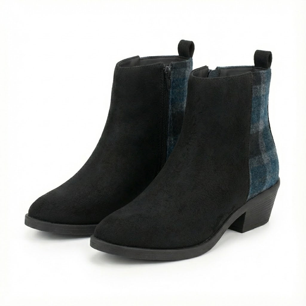 MINIMAL BLOCK-HEEL SUEDE LEATHER BOOTS
