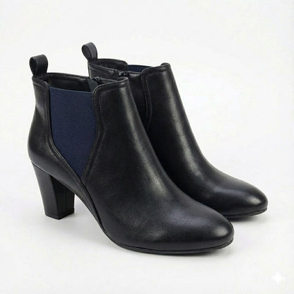 HIGH BLOCK-HEEL BLUE COLOR CHELSEA BOOTS