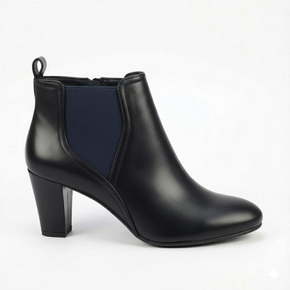 HIGH BLOCK-HEEL BLUE COLOR CHELSEA BOOTS