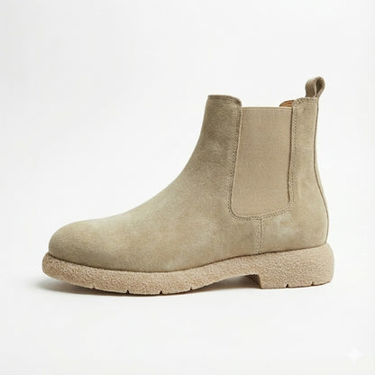 SUEDE LEATHER ROUND TOE CHELSEA BOOTS