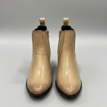 SAND BEIGE CHELSEA ANKLE BOOTS IN BLOCK HEEL