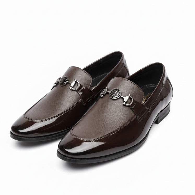 MEN’S BROWN GLOSSY FORMAL LOAFER SHOES