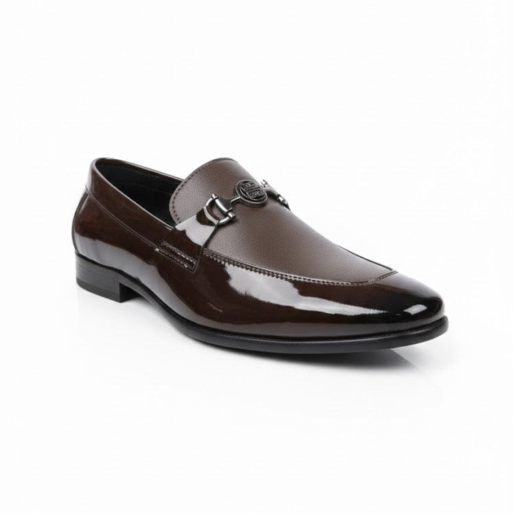 MEN’S BROWN GLOSSY FORMAL LOAFER SHOES