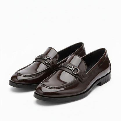 MEN’S DARK BROWN GLOSSY FORMAL LOAFER SHOES