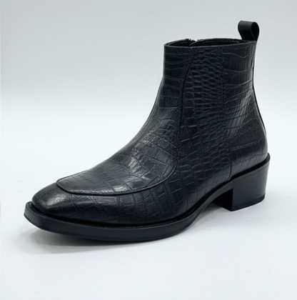 MEN’S BLACK TEXTURED FORMAL ANKLE BOOTS