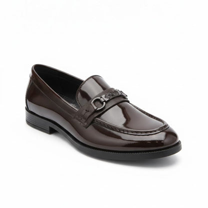 MEN’S DARK BROWN GLOSSY FORMAL LOAFER SHOES