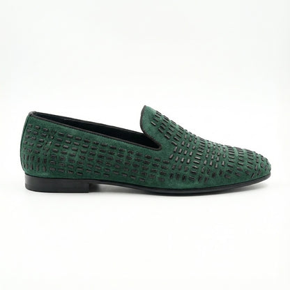 EMERALD GREEN TEXTURED PARTY LOAFERS
