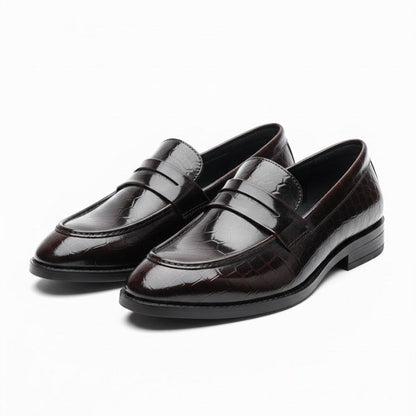 MEN’S DARK BROWN TEXTURED FORMAL LOAFER SHOES