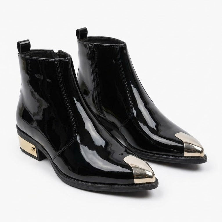 PATENT LEATHER GOLDEN TOE AND HEEL CHELSEA
