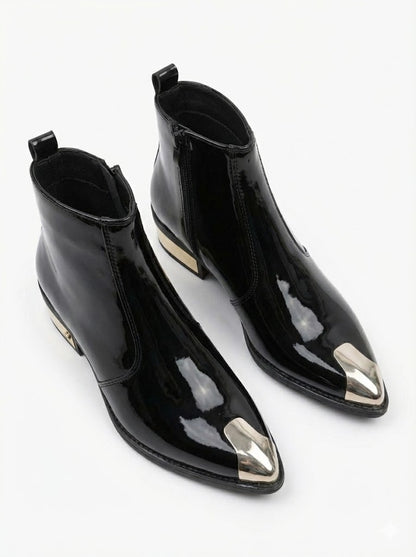 PATENT LEATHER GOLDEN TOE AND HEEL CHELSEA