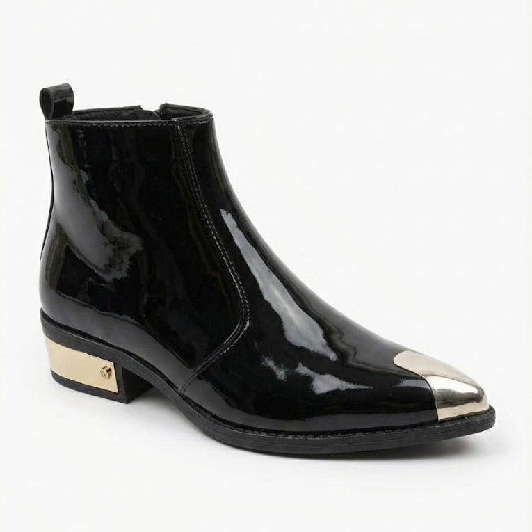 PATENT LEATHER GOLDEN TOE AND HEEL CHELSEA