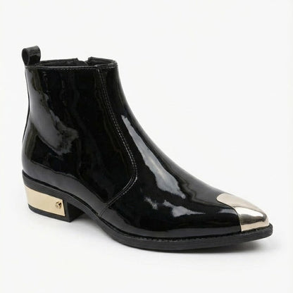 PATENT LEATHER GOLDEN TOE AND HEEL CHELSEA
