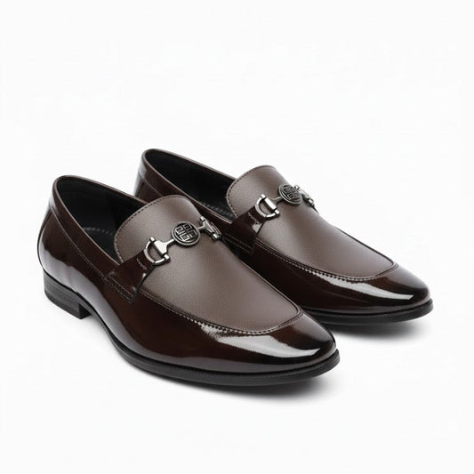 MEN’S BROWN GLOSSY FORMAL LOAFER SHOES